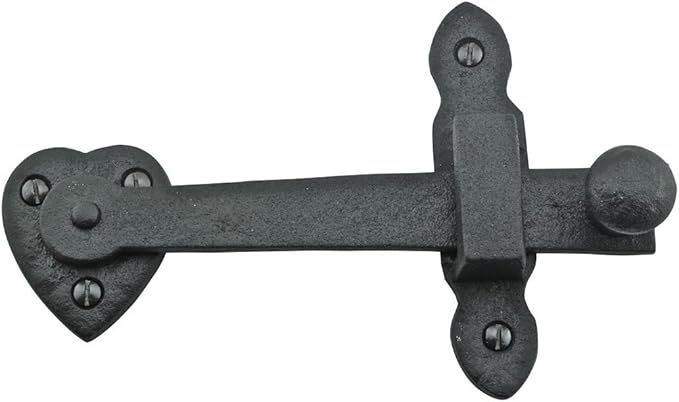 Renovators Supply Manufacturing Black Wrought Iron Gate Flip Latch Decorative Antique Heart Style Medium to Light Duty 4" Tall Flip Door Locks Rust Resistant Latches with Hardware