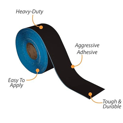 SmartSign Black 4 inch x 100 feet Floor Marking Tape, 32 mil Vinyl Floor Tape, Superior Mark Industrial Use Safety Tape with Beveled Edges, Strong Adhesive, for Gym/Warehouse/Courts