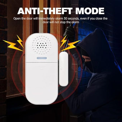Wireless Door Alarm With 2 Remote Controls, 130DB Adjustable Volume, 5 Modes Sound And Light Alerts, Magnetic Sensor For Home Security