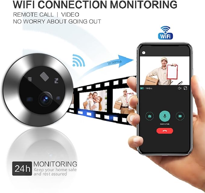 1080P Door Peephole Camera 4.3 inch Smart Visual Intercom Doorbell with Two Way Call, PIR Body Detection, 5000mah Rechargeable Battery Cloud SD