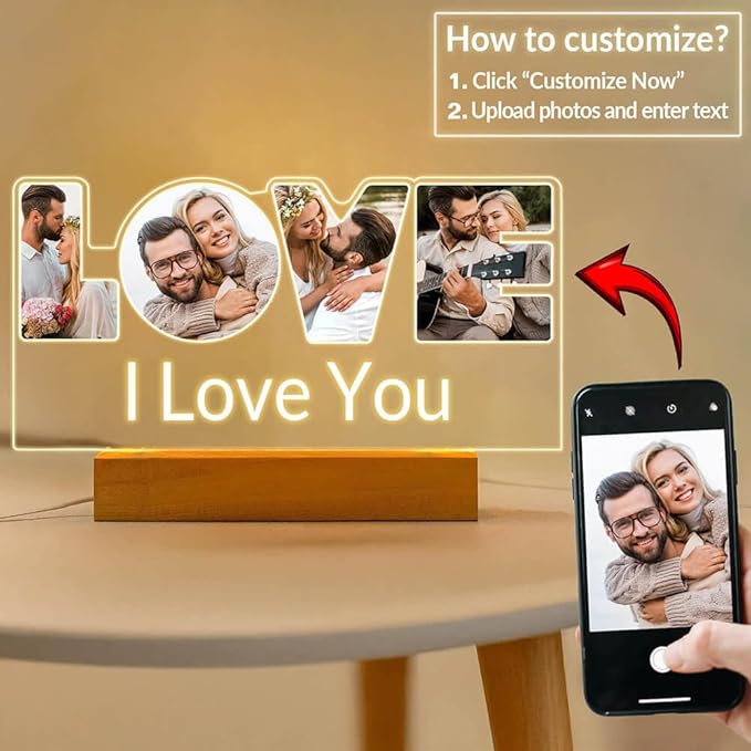 Custom Picture Frames, Personalized Photo Frames, Customized Picture Frame, Personalized Anniversary Valentines Day Gifts for Women Men Her Him Girlfriend Boyfriend Couple Mom Dad Family Pet