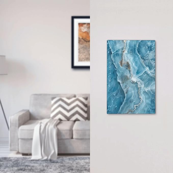 Decorative Light Switch Cover Plate Abstract Watercolor Blue Marble Texture 1 Gang No Device Single Blank Outlet Covers Wall Plates for Electrical Outlets Faceplate for Bedroom Home Decor