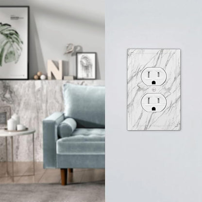 Decorative Outlet Covers Modern Grey Marble Texture 1 Gang Duplex Light Switch Cover Plate Unique Wall Plates for Electrical Outlets Switch Plate Covers for Bedroom Kitchen Home Decor