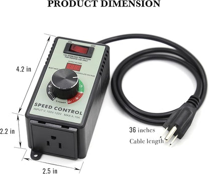 AC Motor Variable Speed Controller 120V 15A 4000W with Overload Protection Switch