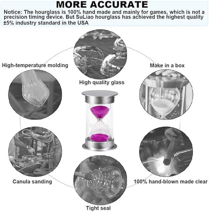 Sand Timer 45 Minute Hourglass Timer, Silver Sand Clock 45 Minutes, Plastic Sand Watch 45 Min, Hour Glass Sandglass Timer for Kids, Games, Classroom, Kitchen, Decorative (45 Min, Purple Sand)