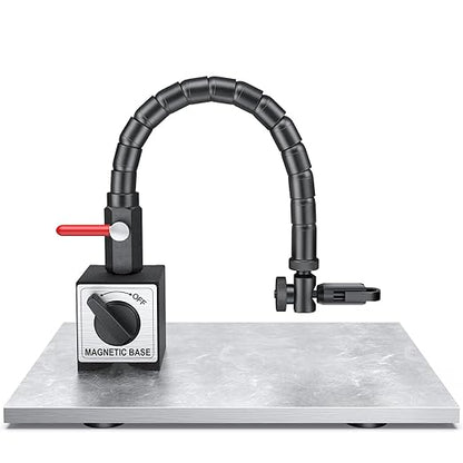 HDLNKAK Indicator Magnetic Base and Flex Arm Combo, 360 Deg Flexible Stem Holder for Digital Dial Indicator Gauge, Premium Disc and Rotor/Ball Joint Gage for Precision Measurements