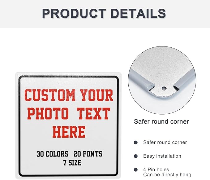 Custom Signs Outdoor Metal Sign - 12 x 12 Personalized Signs for Business, Workplace, Office, Home, Delivery Signs, Road Signs, Garden Signs, Hazard Signs, Intersection Signs, Parking Signs, Decorative Signs