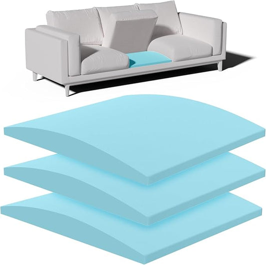 Couch Cushion Support, Sofa Cushion Support for Sagging Couch Seat, 20x20x2in, Couch Replacement Insert, High Density Foam Furniture Seat Sagging Repair, Trapezoid 40D, Blue Set of 3