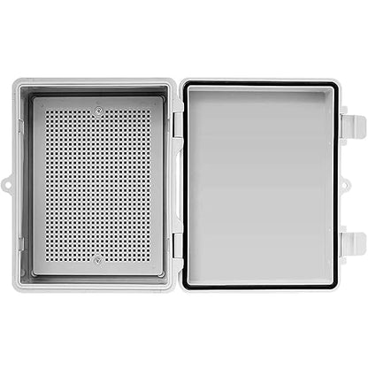 Co. ABS 6.6" x 8.7" x 4.3" Waterproof IP67 Hinged Electronics Box with Mounting Plate, Bracket, and Plastic Cover and Clips