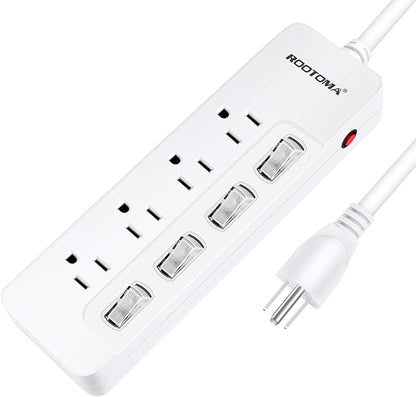 Appliance Extension Cord with Individual Switches on Off - 6 FT, 14 Gauge Heavy Duty Extension Cord with 4 AC Outlets, Wall Mountable, High Wattage for Microwave Workbench Garage Must Have, ETL Listed
