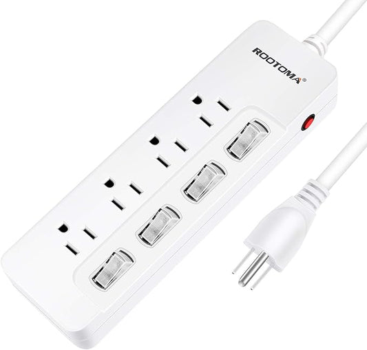 Appliance Extension Cord with Individual Switches on Off - 6 FT, 14 Gauge Heavy Duty Extension Cord with 4 AC Outlets, Wall Mountable, High Wattage for Microwave Workbench Garage Must Have, ETL Listed