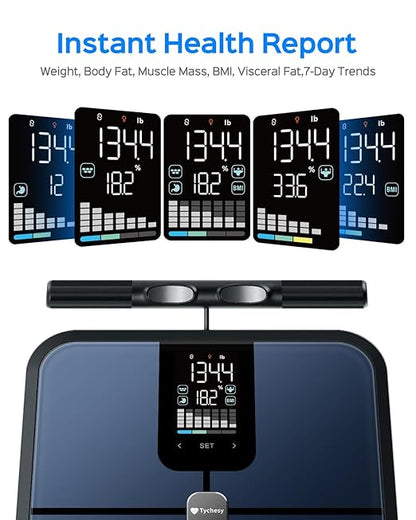 Smart Pod Scale for Full Body Composition, 8-Sensor Smart Analyzer Measures Fat, Muscle Mass, BMI, Digital Bathroom Scale Syncs with App for 24 Users, FSA&HSA Eligible