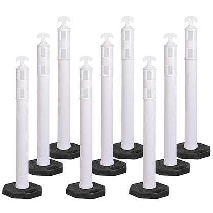 OrangeStar 9-Pack 42" Traffic Delineator Post Cones with Heavy Duty Rubber Base, White Safety Cones for Road, Parking Lot, Warehouse, Construction Zone Safety