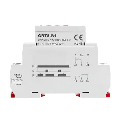 GEYA Delay Off Single Function Time Relay 1 Output 16A Electronic Power Off Timer Delay Relay(GRT8-B1,AC/DC12V-240V)