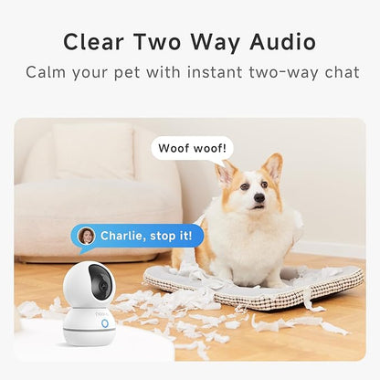 Noorio 2K Indoor Security Camera, Pet Camera with Speaker Pan&Tilt, One Click Call Baby Monitor Night Vision