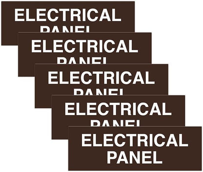 All Quality Basic Electrical Panel Sign - Fire Regulation Safety Compliance Sign - Dark Brown - Small (5 Pack)