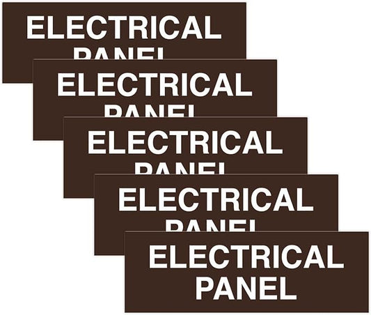 All Quality Basic Electrical Panel Sign - Fire Regulation Safety Compliance Sign - Dark Brown - Large (5 Pack)