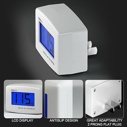 DROK Electric Voltage Tester AC 80-300V, LCD Display Flat Plug Voltmeter Electrical Outlet Tester Plug in Digital Voltage Meter