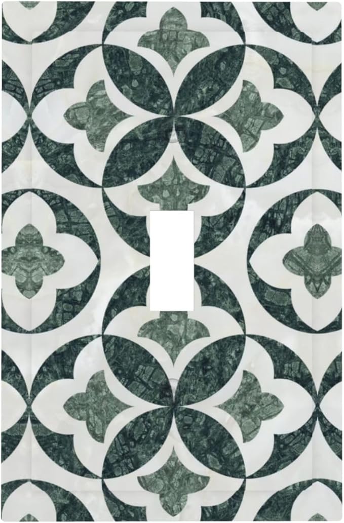 Green Luxury Modern Cubic Marble 1 Gang Single Toggle Decorative Light Switch Covers Electrical Faceplate Switch Plates for Bathroom Kitchen Home