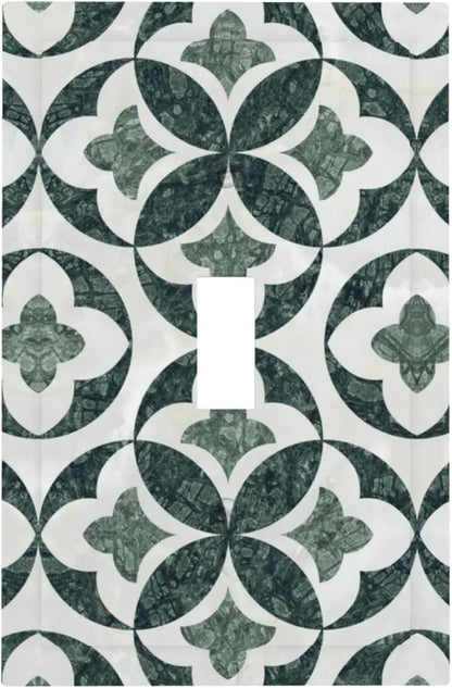 Green Luxury Modern Cubic Marble 1 Gang Single Toggle Decorative Light Switch Covers Electrical Faceplate Switch Plates for Bathroom Kitchen Home