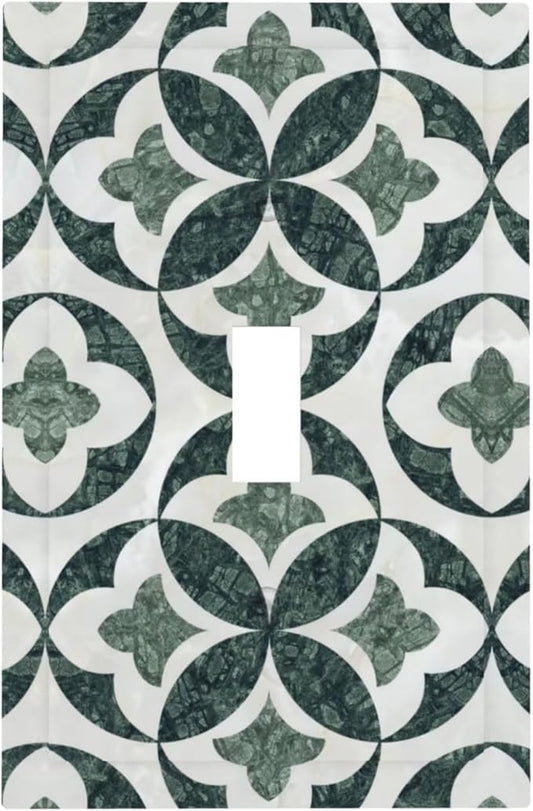 Green Luxury Modern Cubic Marble 1 Gang Single Toggle Decorative Light Switch Covers Electrical Faceplate Switch Plates for Bathroom Kitchen Home