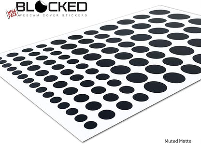 Stackable Webcam/Camera Vinyl Covers | 95 Low-Tack Restickable Webcam Sticker | 5-Sizes | Black 95-Pack (Muted Matte)