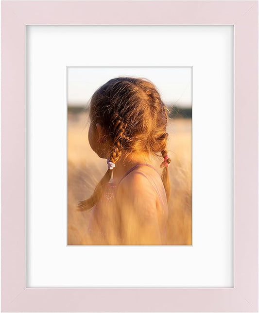Golden State Art, 8x10 Picture Frame with Mat for 5x7 Photo - High Definition Glass Wall Mounting or Tabletop Display (Pink, 1 Pack)