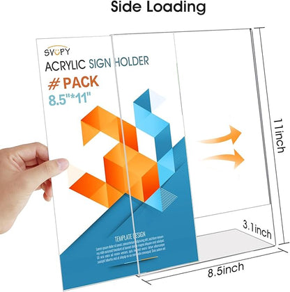 3 Pack Acrylic Sign Stand Holders, 8.5 x 11 Clear Plastic Table Paper Display Stand, Suit for Displaying Posters, Picture, Flyers, Menu