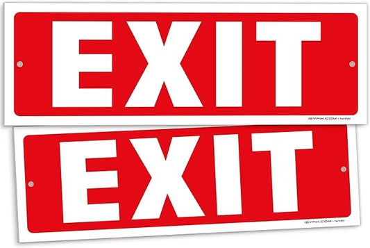 iSYFIX Exit Sign – 2 Pack 12x4 Inch – 40 mil Thick Polystyrene Plastic Sign, Laminated UV, Scratch & Fade Resistance, Waterproof, Indoor & Outdoor, Exit Signs for Exterior.