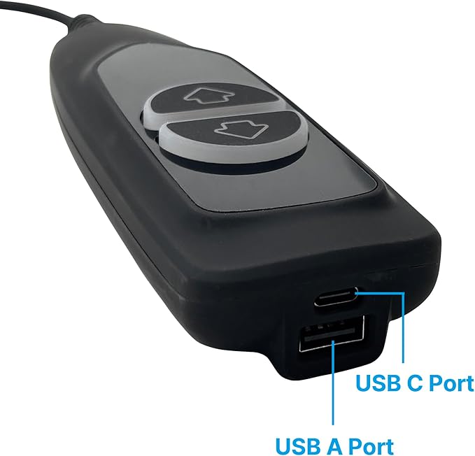 2 Button 5 Pin Remote Hand Control with USB A C Ports and Backlight for Lift Chair Power Recliner Electric Sofa Parts Replacement Handet Controller