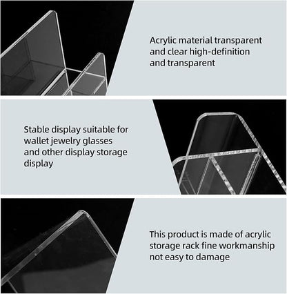 Acrylic Wallet Display Stand Purse Handbag Organizer, Clear Jewelry Riser Display Stand Purse Display Rack, Acrylic Display Shelf for Cosmetic Perfume Jewelry Sunglasses Handbag (2 PCS-4 Tier)