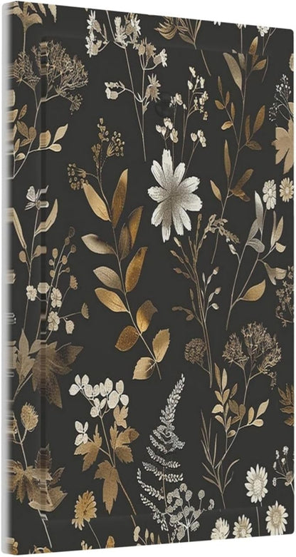 Light Switch Cover Plate Black Gold Floral Dark Leaves Vintage Flowers 1 Gang No Device Blank Electrical Wall Plates Faceplate Decorative Switch Plate for Bed Room Home Decor