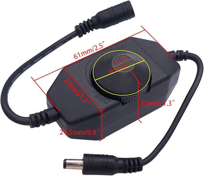 weideer 2Pcs DC12V-24V LED Strip Lights Dimmer Switch PWM Rotary Dimmer Controller Inline Dimmer Switch for LED String Lights Christmas Lights Black K-018-BK