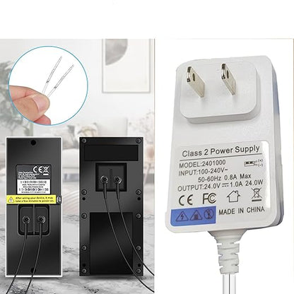 24VDC Video Doorbell Power Adapter, Power Supply Transformer for Ring, Nest, Eufy, Wyze, Arlo, 19.6 ft Cable, White