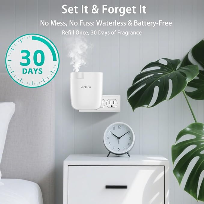 Plug in Diffuser, Waterless Oil Diffuser for Home, Essential Oil Plug in Wall, Smart Bluetooth App Control, Up to 500 Sq.ft Coverage, White