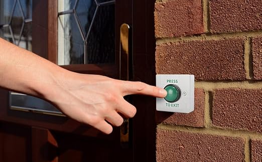 Push to Exit Button for Door Access Control Big Press Button IP68 Waterproof 304 Stainless Steel Shell with Back Mounted Box NO/COM Output