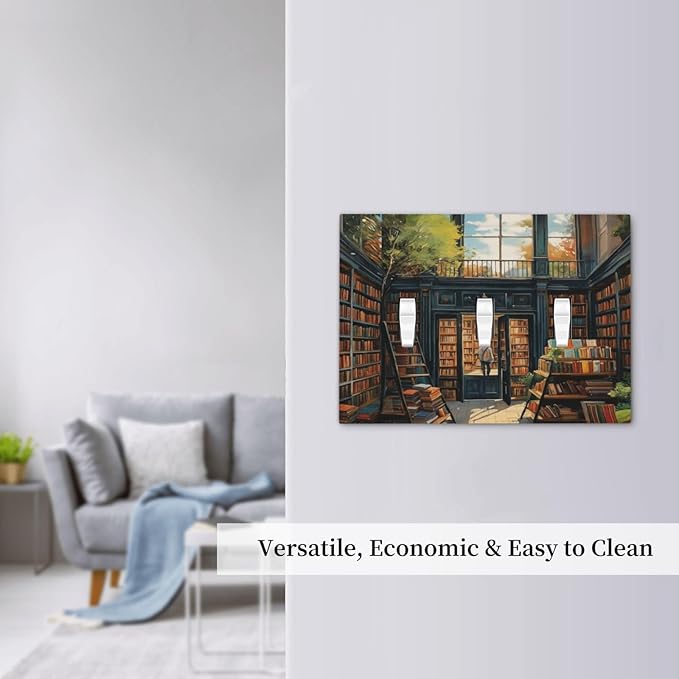 Library With A Lot Of Books Light Switch Covers 3 Gang Triple Toggle Wall Plate Decorative Switchplate Electrical Faceplate for Farmhouse Living Decor