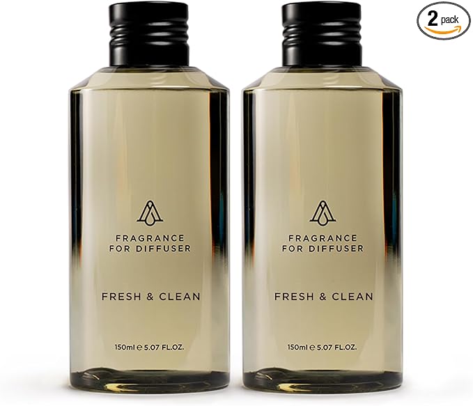 AromaPlan Scents, Clean Smelling Essential Oils, Fresh & Clean 5 Fl Oz (2 Pack)-Fresh Scent Essential Oil for Diffuser, USA Fragrance, Bigger Bottle, Bolder Aroma & Longer Lasting