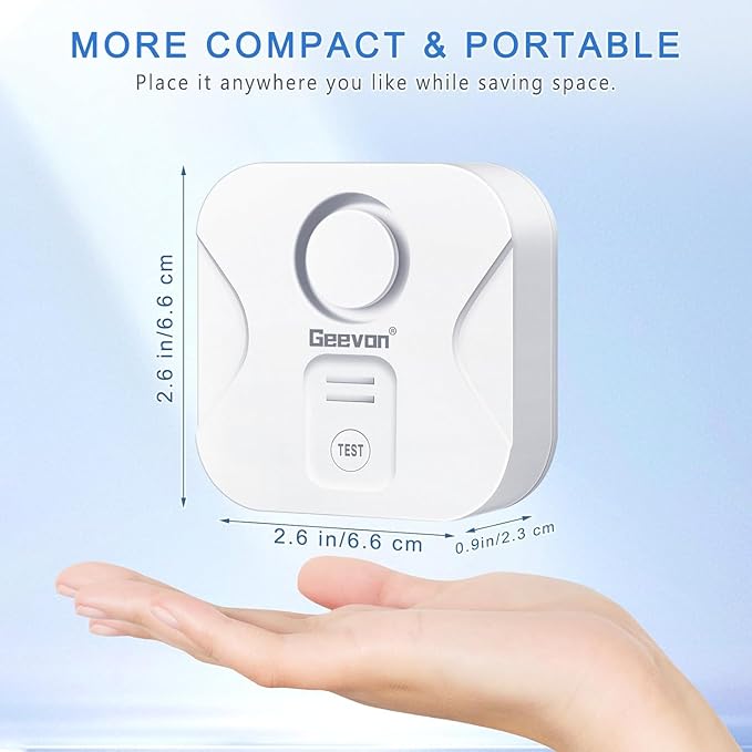 Geevon 4 Pack Water Leak Detectors for Home, 100dB Water Sensor Alarm Flood Leakage Detection Devices for Bathroom, Basements, Laundry Rooms, Kitchen, IP56 Waterproof(Battery＆Screwdriver Included)