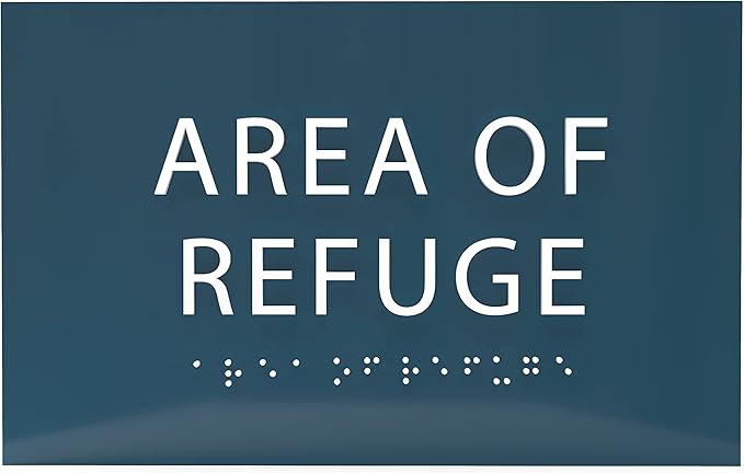 6" X4" Area of Refuge Sign - ADA Compliant Tactile Graphics Grade 2 Braille Text | Wall Mount Plastic Signs for Shopping Malls, Offices, Hotels, Schools, Apartments & Restaurants