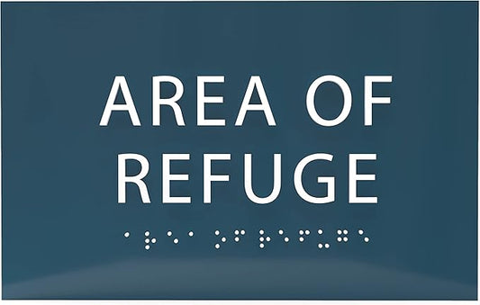 6" X4" Area of Refuge Sign - ADA Compliant Tactile Graphics Grade 2 Braille Text | Wall Mount Plastic Signs for Shopping Malls, Offices, Hotels, Schools, Apartments & Restaurants