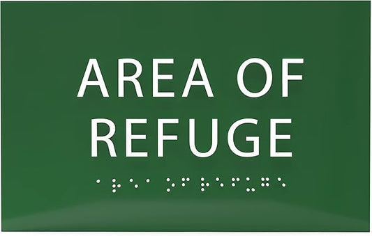 6" X4" Area of Refuge Sign - ADA Compliant Tactile Graphics Grade 2 Braille Text | Wall Mount Plastic Signs for Shopping Malls, Offices, Hotels, Schools, Apartments & Restaurants