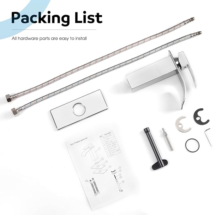 Waterfall Bathroom Faucet, Modern Bathroom Sink Faucet Suit for 1&3 Hole,Single Handle Commercial Sink Faucet,Chrome