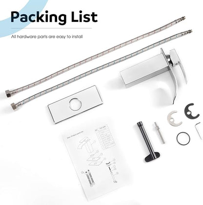 Waterfall Bathroom Faucet, Modern Bathroom Sink Faucet Suit for 1&3 Hole,Single Handle Commercial Sink Faucet,Chrome