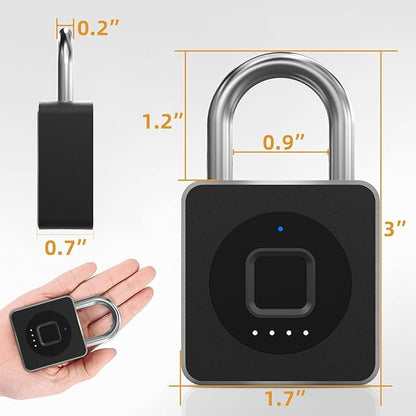 Pothunder Fingerprint Lock With APP, Steel Cable Keyless Biometric Padlock, Smart Waterproof for Gym, Locker, Helmet, Gate, Fence, Luggage