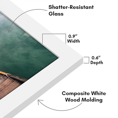 Americanflat 12x18 Poster Frame with Shatter-Resistant Glass - Signature Collection - Gallery-Style Frames Made of Engineered Wood - Photo Frame for Wall Display - White