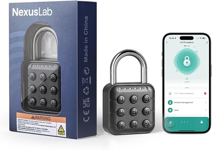 NexusLab Combination Lock for Locker, Locker Lock & Gym Lock with TUYA App: IP67 Rated, Corrosion-Resistant Zinc Alloy, Anti-Corrosion, for Gym/School/Travel, Privacy Safe, Supports (Tuya APP Contrl)
