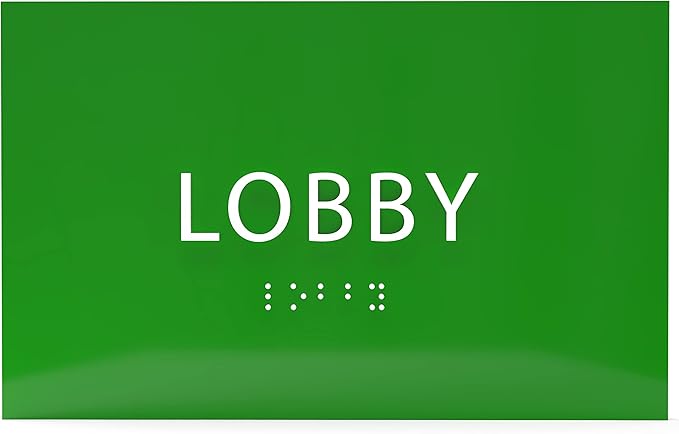 6" X4" Lobby Sign - Tactile Graphics Grade 2 Braille Text Reception Area Sign| Utility ADA Compliant Wall Mount Plastic Signs For Hospital, Offices, Businesses & Apartments