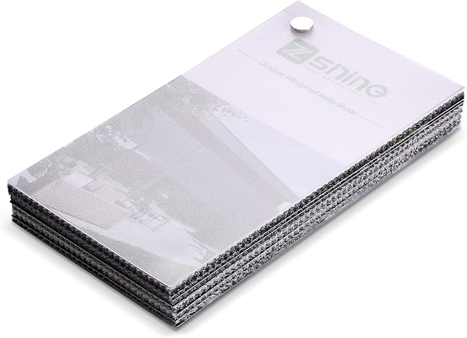 ZSHINE Hard-Wired Outdoor Weatherproof Motorized Patio Roller Shades Remote Control for Porch Balcony Customized Size (Fabric Swatch)