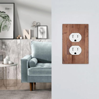 Rustic Brown Dark Wood Texture Printing Outlet Covers 1 Gang Duplex Light Switch Cover Decorative Switch Plates Electrical Receptacle Faceplate Wall Plate For Farmhouse Cabin Decor